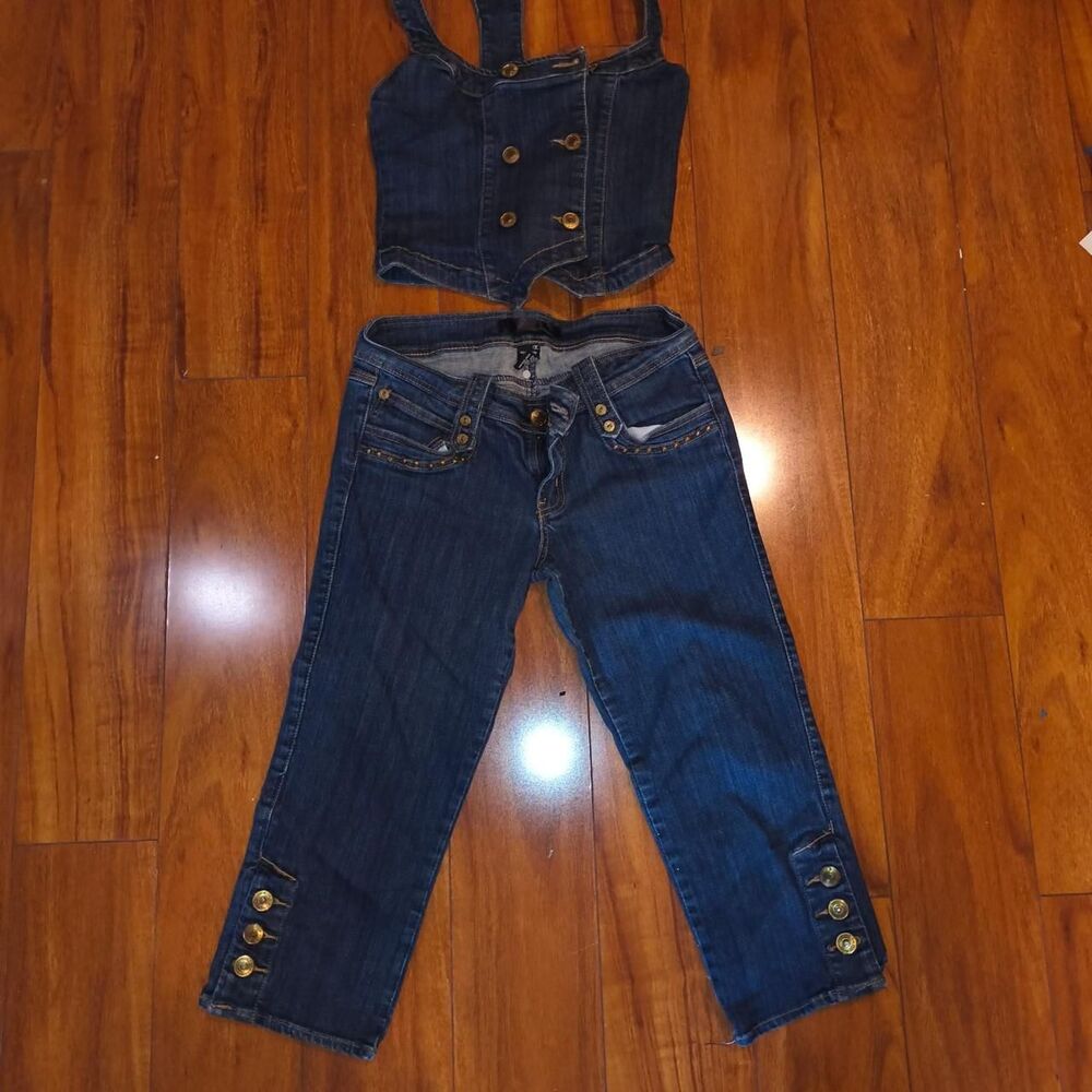 Lot Twenty Nine Y2K Denim Halter Top & Capris Matching Set Size 9 / Juniors